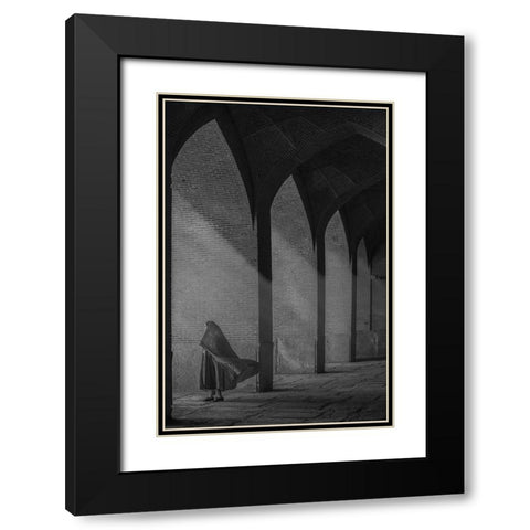 A Visitor Black Modern Wood Framed Art Print with Double Matting by Aref, Aria