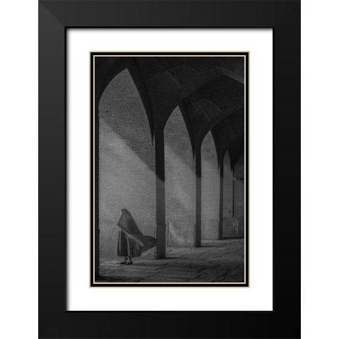 A Visitor Black Modern Wood Framed Art Print with Double Matting by Aref, Aria