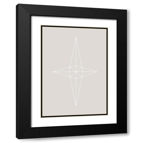 Grid Star Grey Black Modern Wood Framed Art Print with Double Matting by 1x Studio II