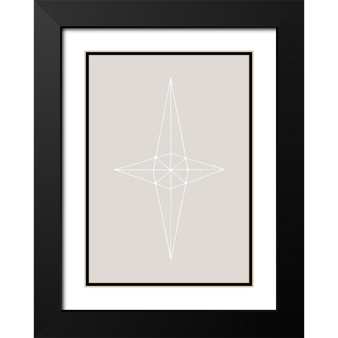 Grid Star Grey Black Modern Wood Framed Art Print with Double Matting by 1x Studio II