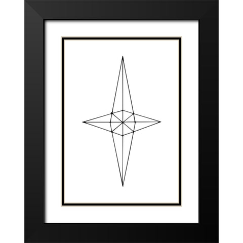 Grid Star White Black Modern Wood Framed Art Print with Double Matting by 1x Studio II