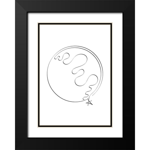Earth Caligraphy Black Modern Wood Framed Art Print with Double Matting by 1x Studio II