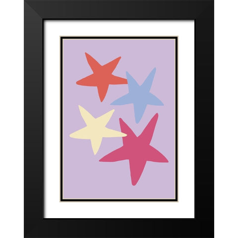 Four Stars 01 Black Modern Wood Framed Art Print with Double Matting by 1x Studio