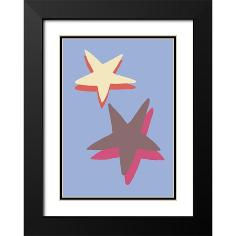 Blue Star Black Modern Wood Framed Art Print with Double Matting by 1x Studio