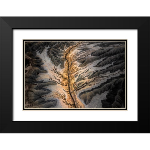 Magic Land -- An Aerial Abstract Black Modern Wood Framed Art Print with Double Matting by Bian, James