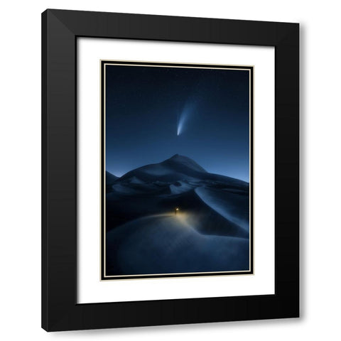 The Night The Comet Came Black Modern Wood Framed Art Print with Double Matting by Zao, Yanming