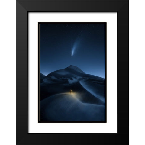 The Night The Comet Came Black Modern Wood Framed Art Print with Double Matting by Zao, Yanming