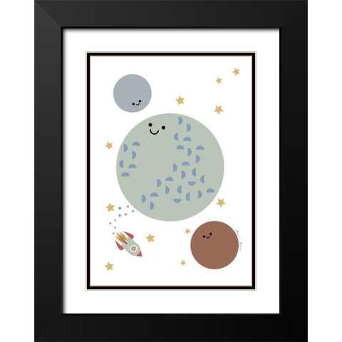 Solar Earth Moon Black Modern Wood Framed Art Print with Double Matting by 1x Studio II