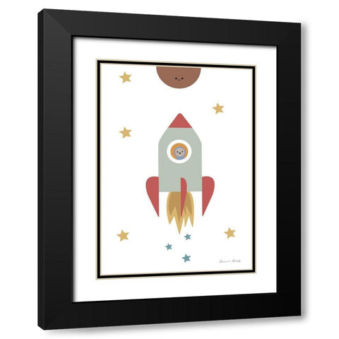 Solar Rocket Black Modern Wood Framed Art Print with Double Matting by 1x Studio II