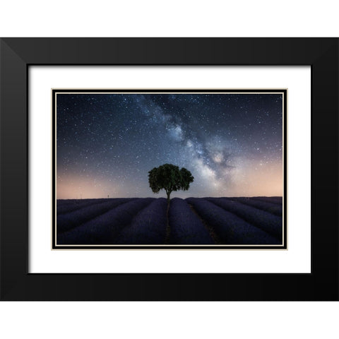 Tree And Milky Way Black Modern Wood Framed Art Print with Double Matting by Ruiz Dueso, Jorge
