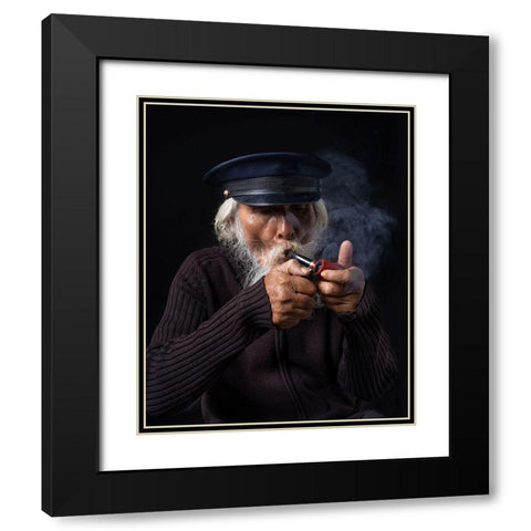 Old Sailorman Black Modern Wood Framed Art Print with Double Matting by Suhardjo, Lisdiyanto