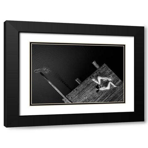 Waiting For The Night Boat Black Modern Wood Framed Art Print with Double Matting by D. Pop, Ovi