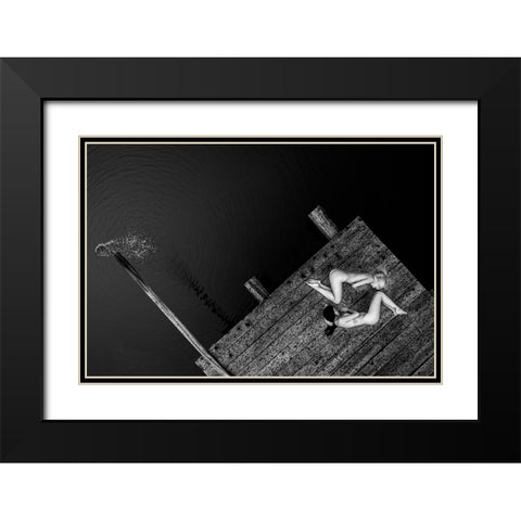 Waiting For The Night Boat Black Modern Wood Framed Art Print with Double Matting by D. Pop, Ovi