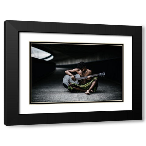 Bass Black Modern Wood Framed Art Print with Double Matting by Camlilar, Erkan