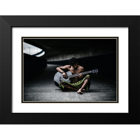 Bass Black Modern Wood Framed Art Print with Double Matting by Camlilar, Erkan