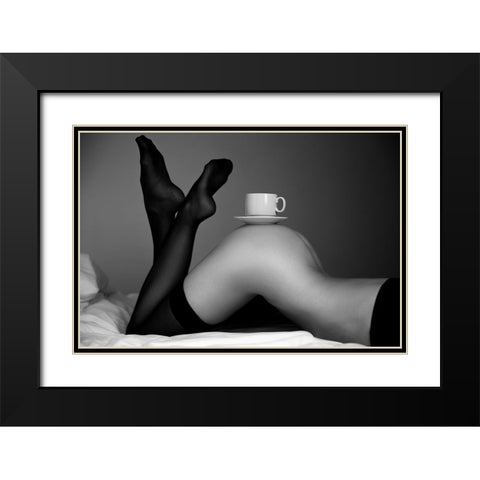 Cup Black Modern Wood Framed Art Print with Double Matting by Markachev, Leonid