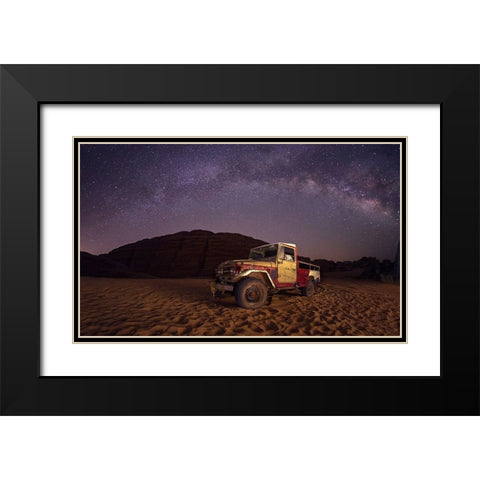 Car Under The Milkyway Galaxy Black Modern Wood Framed Art Print with Double Matting by Shawki Ibrahim, Saad