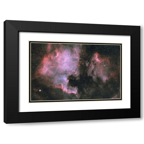 North America And Pelican In Cygnus Black Modern Wood Framed Art Print with Double Matting by Astroberry, Sismo