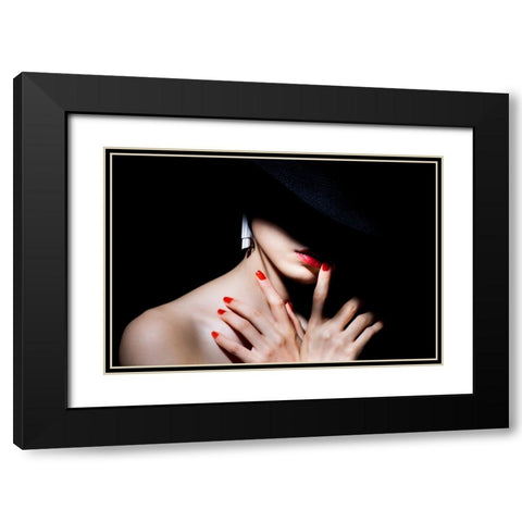 Red Black Modern Wood Framed Art Print with Double Matting by Washimi, Masatoshi