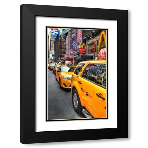 Nyc Cabs Black Modern Wood Framed Art Print with Double Matting by Pessach, Kobbie