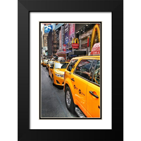 Nyc Cabs Black Modern Wood Framed Art Print with Double Matting by Pessach, Kobbie