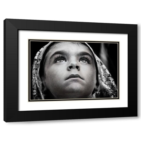 Girl With Sardinian Traditional Veil Black Modern Wood Framed Art Print with Double Matting by Cavalli, Giovanni