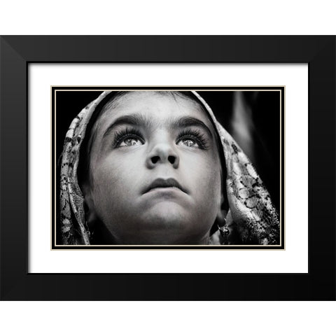 Girl With Sardinian Traditional Veil Black Modern Wood Framed Art Print with Double Matting by Cavalli, Giovanni