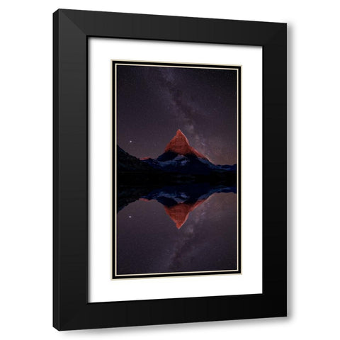 A mountain of stars Black Modern Wood Framed Art Print with Double Matting by Victor, Baldea