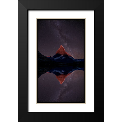 A mountain of stars Black Modern Wood Framed Art Print with Double Matting by Victor, Baldea