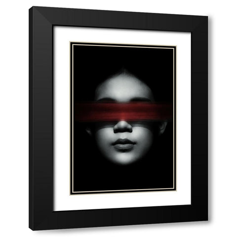 Blindfolded Black Modern Wood Framed Art Print with Double Matting by Sungkono, Heru