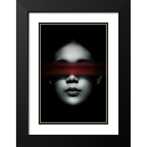 Blindfolded Black Modern Wood Framed Art Print with Double Matting by Sungkono, Heru