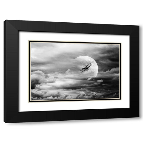 Lidojums Black Modern Wood Framed Art Print with Double Matting by Kaprano, Normunds