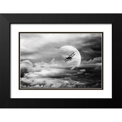 Lidojums Black Modern Wood Framed Art Print with Double Matting by Kaprano, Normunds