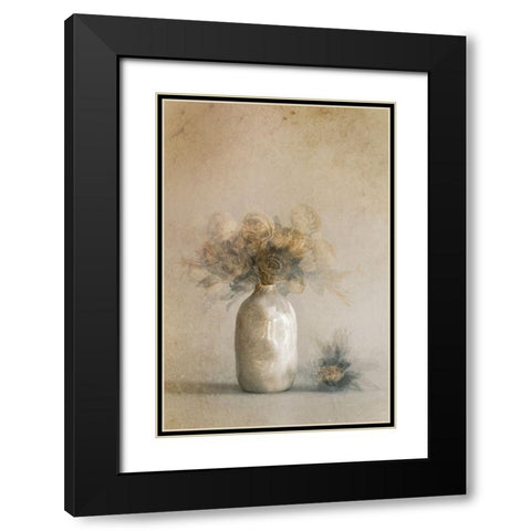 Fallen Leaves Black Modern Wood Framed Art Print with Double Matting by Kiral, Cicek