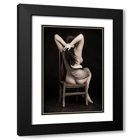 Old Chair Black Modern Wood Framed Art Print with Double Matting by Slotboom, Jan