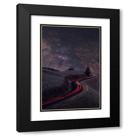 Senerity Black Modern Wood Framed Art Print with Double Matting by Li, Jinghua