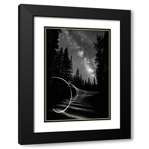 Light Painting Under The Milky Way Black Modern Wood Framed Art Print with Double Matting by Shen, Yanyu