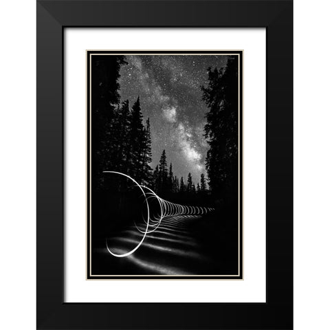 Light Painting Under The Milky Way Black Modern Wood Framed Art Print with Double Matting by Shen, Yanyu