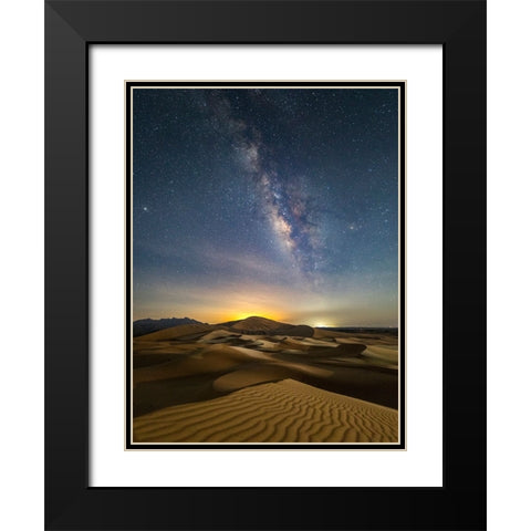 Arab land at night Black Modern Wood Framed Art Print with Double Matting by Habib, Ashraf