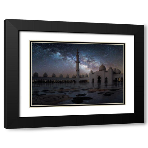 Sheikh Zayed Mosque Black Modern Wood Framed Art Print with Double Matting by Habib, Ashraf