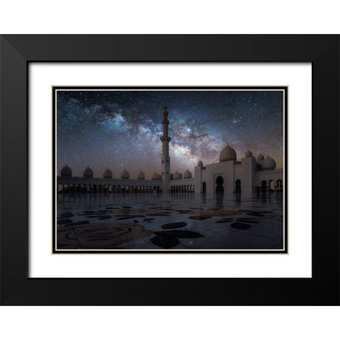 Sheikh Zayed Mosque Black Modern Wood Framed Art Print with Double Matting by Habib, Ashraf