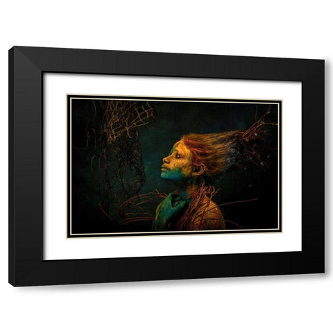 MERMAID Black Modern Wood Framed Art Print with Double Matting by Paul, Dipankar