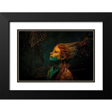 MERMAID Black Modern Wood Framed Art Print with Double Matting by Paul, Dipankar