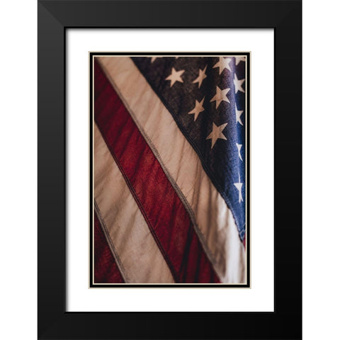 USA Flag Black Modern Wood Framed Art Print with Double Matting by Mossholder, Tim