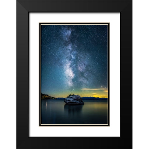 Bonsai Rock Milky Way Black Modern Wood Framed Art Print with Double Matting by Chen, Jiong