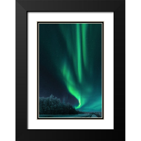 Polar Lights Black Modern Wood Framed Art Print with Double Matting by Rosenfeld, Haim