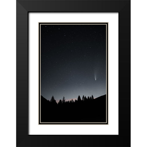 Comet Neowise Black Modern Wood Framed Art Print with Double Matting by Ficel, Michal