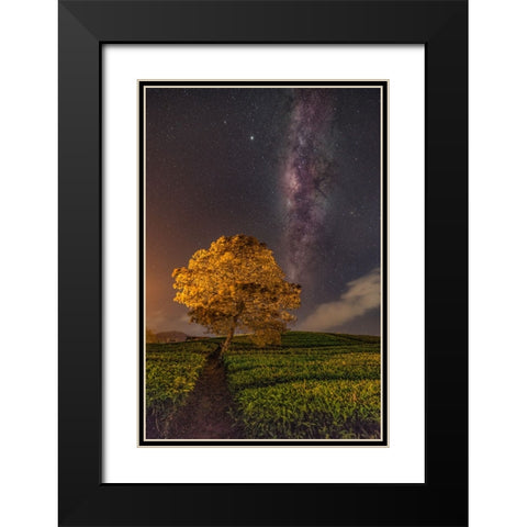 milky way Black Modern Wood Framed Art Print with Double Matting by Liza, Lety