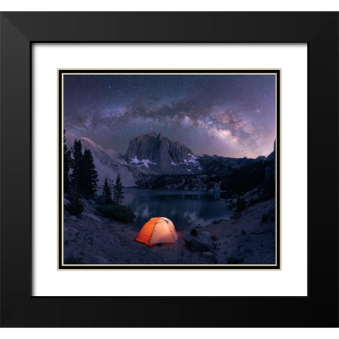 A Starry Night Black Modern Wood Framed Art Print with Double Matting by De, Pritam
