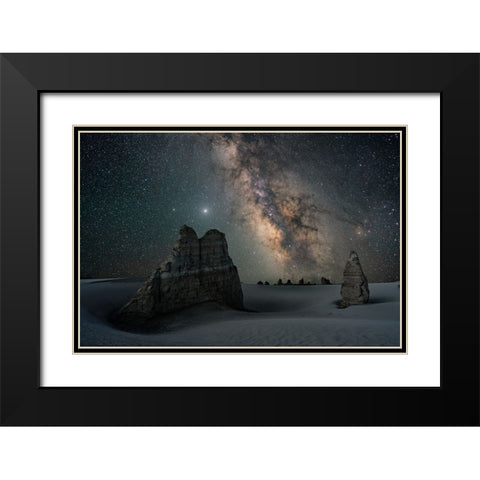 Stardust Black Modern Wood Framed Art Print with Double Matting by Cui, Yuan